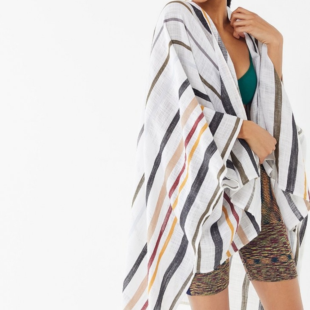 NWT Striped linen ruana wrap